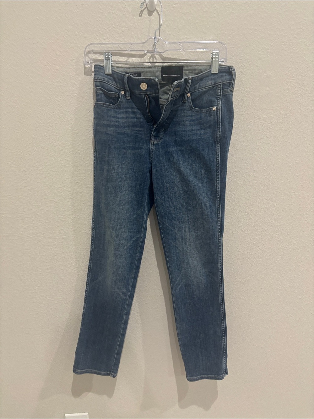 White House Black Market High Rise Straight Jeans in Blue Wash
